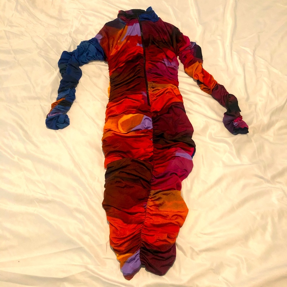 Vibrant Body-con multi colored dress .